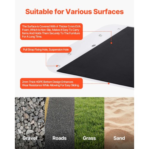 Yard Drag Sled 110 x 40 in 1600lbs Heavy Duty Utility Sled PE Drag Glider