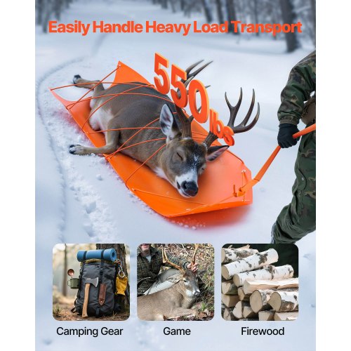 Deer Drag Sled 728 x 22.8 in 550lbs Heavy Duty Yard Utility Sled