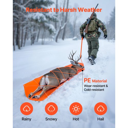 Deer Drag Sled 728 x 22.8 in 550lbs Heavy Duty Yard Utility Sled