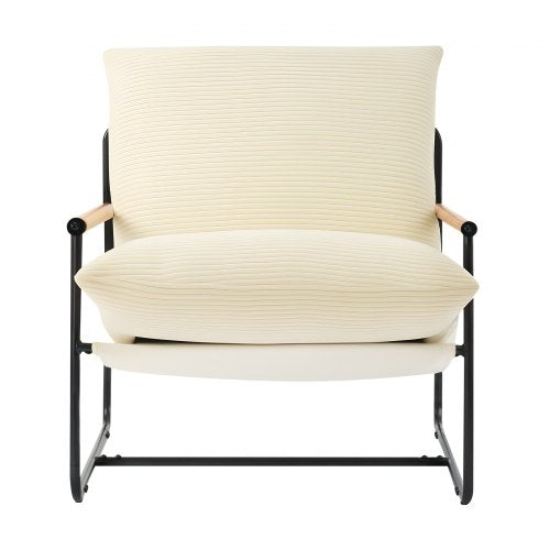 Accent Chair Metal Framed Chair with Wooden Armrests Modern Cozy