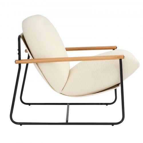 Accent Chair Metal Framed Chair with Wooden Armrests Modern Cozy
