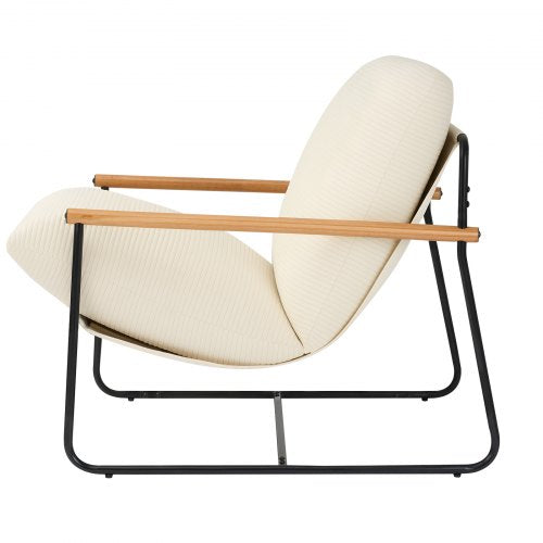Accent Chair Metal Framed Chair with Wooden Armrests Modern Cozy