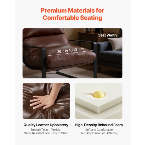Accent Chair Modern PU Leather Armchair Cozy Upholstered Chair with Soft