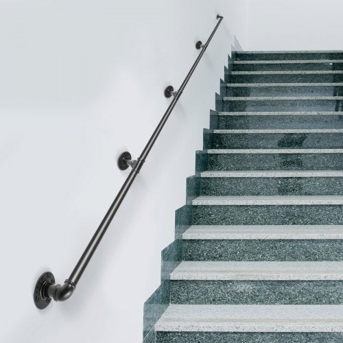 Pipe Stair Handrail 13FT Staircase Handrail 440LBS Load Capacity Carbon