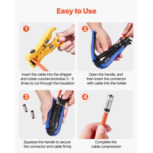 Coax Cable Crimper Kit Coaxial Cable Compression Kit with a Crimping Tool