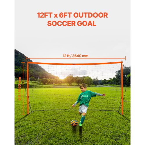 Portable Soccer Goal 12x6 ft Adults Kids Backyard Soccer Net Large