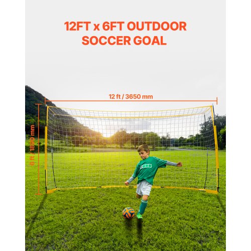 Portable Soccer Goal 12x6 ft Adults Kids Backyard Soccer Net Large