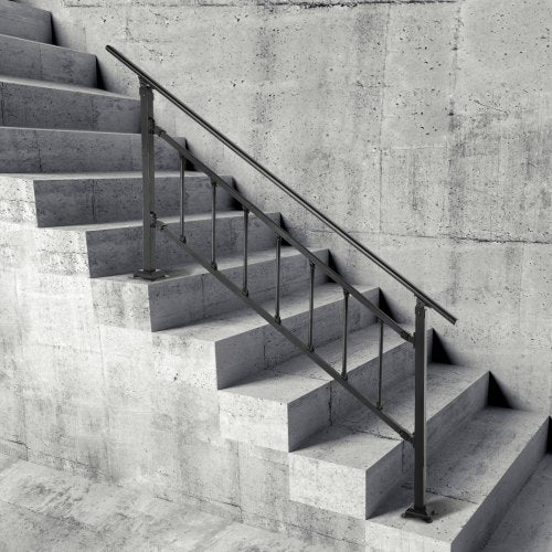 Outdoor Stair Railing Fits for 15 Steps Transitional Wrought Iron