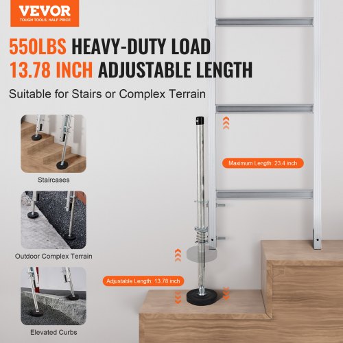 Ladder Levler 23.4 inch Steel 550lbs Load Ladder Leveling Tool Pitch