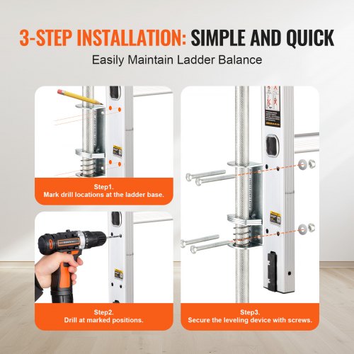 Ladder Levler 20 inch Steel 550lbs Load Ladder Leveling Tool Pitch Hopper