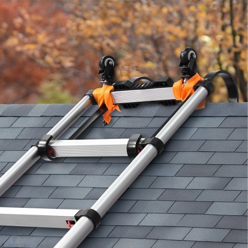 Ladder Roof Hook Stabilizer 2 Pack with Fixed Wheel Swivel Bar Steel – 9 INCH