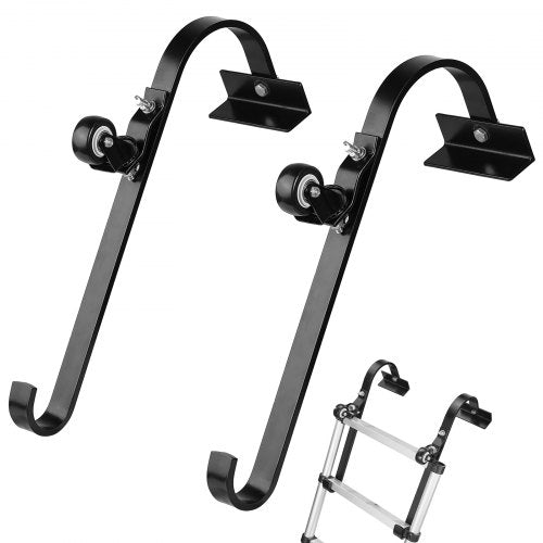 Ladder Roof Hook Stabilizer 2 Pack with Fixed Wheel Swivel Bar Steel – 9 INCH