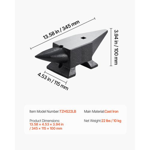 Cast Iron Anvil 22 Lbs10kg Single Horn Anvil with Large Countertop and Stable