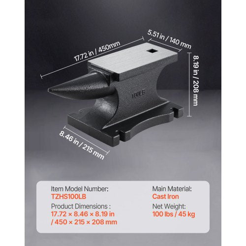 Cast Iron Anvil 100 Lbs45kg Single Horn Anvil with 104 x 5 in Countertop