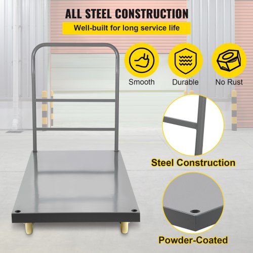 Flatbed Utility Cart Supports up to 2000 lbs Dimensions 47L x 24W x
