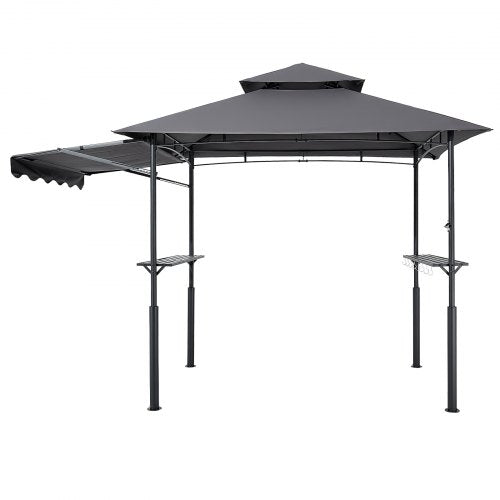 Grill Gazebo 8 x 5 ft DoubleTiered Top BBQ Gazebo with Extra Awning