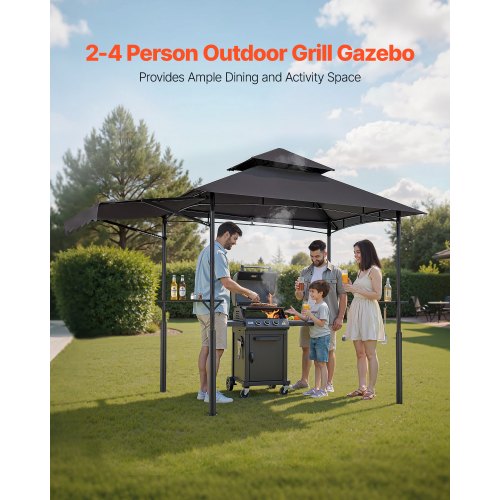 Grill Gazebo 8 x 5 ft DoubleTiered Top Reinforced BBQ Gazebo with Extra