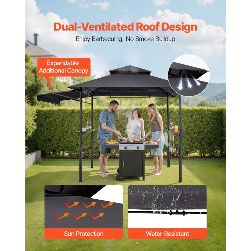 Grill Gazebo 8 x 5 ft DoubleTiered Top Reinforced BBQ Gazebo with Extra