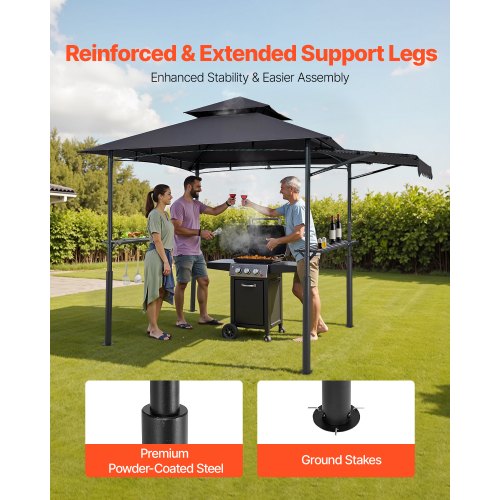 Grill Gazebo 8 x 5 ft DoubleTiered Top Reinforced BBQ Gazebo with Extra