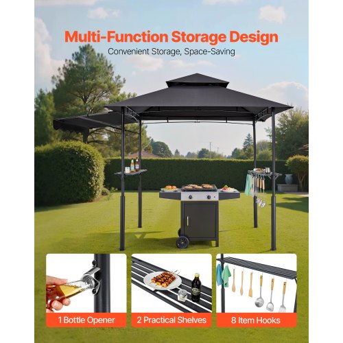 Grill Gazebo 8 x 5 ft DoubleTiered Top Reinforced BBQ Gazebo with Extra