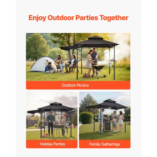 Grill Gazebo 8 x 5 ft DoubleTiered Top Reinforced BBQ Gazebo with Extra