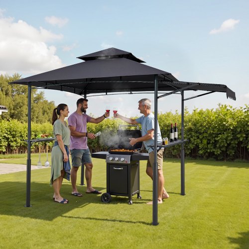 Grill Gazebo 8 x 5 ft DoubleTiered Top Reinforced BBQ Gazebo with Extra