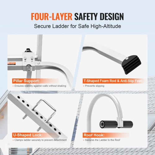 Ladder Stabilizer 2 in 1 Extension Wall Ladder Standoff Hook Roof Ridge