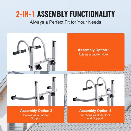 Ladder Stabilizer 2 in 1 Extension Wall Ladder Standoff Hook Roof Ridge