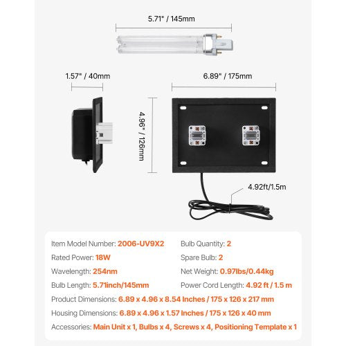 HVAC Air Purifier Whole House 18W 7inch UV UVC Light in Duct for Ac Air