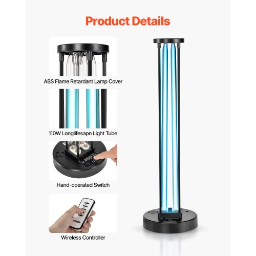 UV Light 110W Ultraviolet Lamp with Ozone Purifier UVC Lamp with 3060120