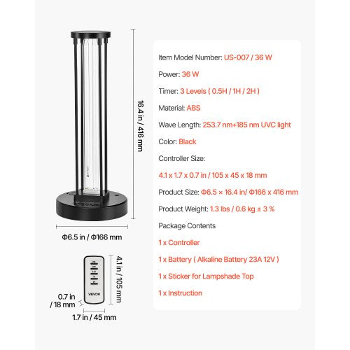 UV Light 36W Ultraviolet Lamp with Ozone Purifier UVC Lamp with 3060120