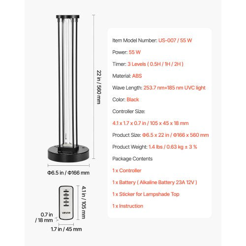 UV Light 55W Ultraviolet Lamp with Ozone Purifier UVC Lamp with 3060120
