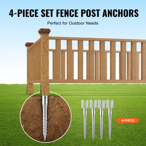 No Dig Ground Anchor 4 Pack 394 x 276 x 2756 in DIY Screw in Post Stake