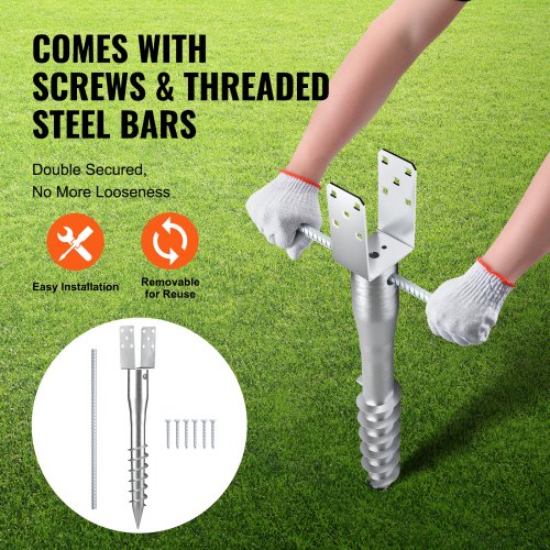 No Dig Ground Anchor 4 Pack 394 x 276 x 2756 in DIY Screw in Post Stake