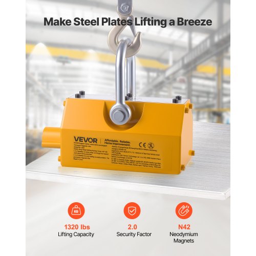Permanent Magnetic Lifter 1320 lbs Pulling Capacity Heavy Duty N42