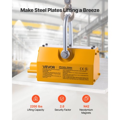 Permanent Magnetic Lifter 2200 lbs Pulling Capacity Heavy Duty N42