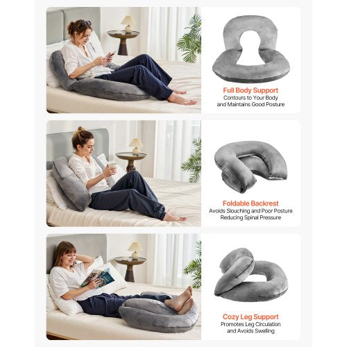 Reading Pillow Large Size UShaped Sitting up Pillow Washable Bed Pillow