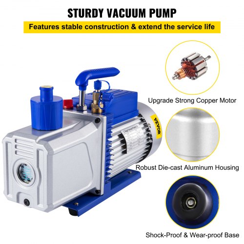 Vacuum Pump 12CFM 1HP Vane Vacuum Pump Two Stage 3 x 101 Pa Ultimate HVAC