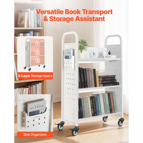 Rolling Library Book Cart 330 lbs Capacity 303 x 15 x 480Inch Library