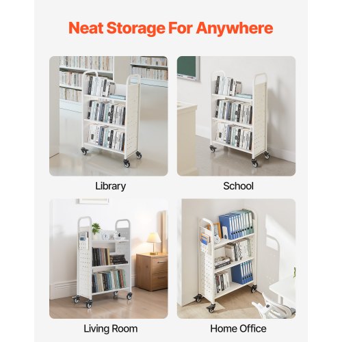 Rolling Library Book Cart 330 lbs Capacity 303 x 15 x 480Inch Library