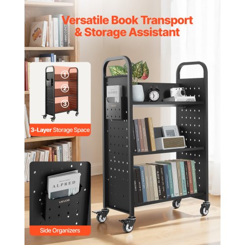 Rolling Library Book Cart 330 lbs Capacity 303 x 15 x 480Inch Library 1