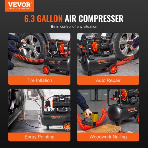 6.3 Gallon Air Compressor 2 HP 335 CFM90PSI Air Compressors with Max