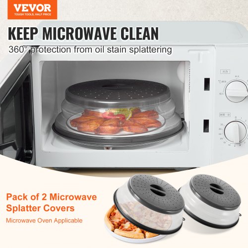 2PCS Microwave Splatter Covers 104 Collapsible Microwave Lid for Food
