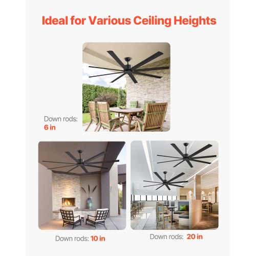 84 In Ceiling Fan without Light 6Speed Remote Control Aluminum 8Blade