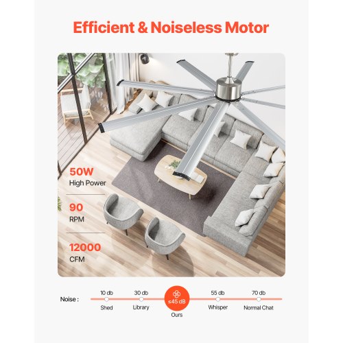 84 In Ceiling Fan without Light 6Speed Remote Control Aluminum 8Blade