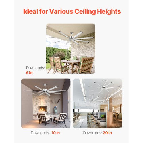 84 In Ceiling Fan without Light 6Speed Remote Control Aluminum 8Blade