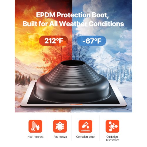 2 Pcs Roof Pipe Flashing Boots Fit Pipe OD 634 to 14 Flexible EDPM