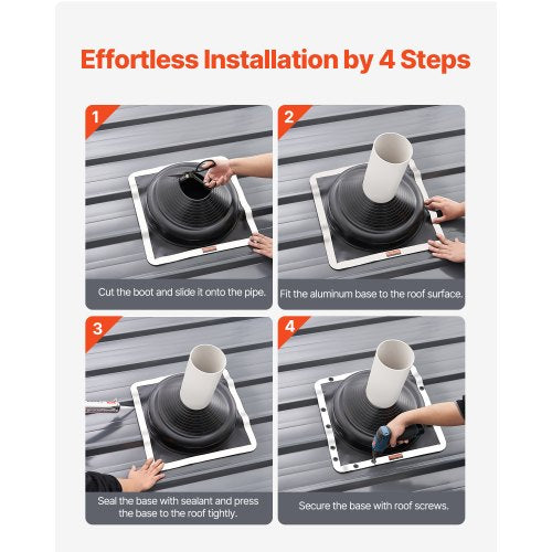 2 Pcs Roof Pipe Flashing Boots Fit Pipe OD 634 to 14 Flexible EDPM