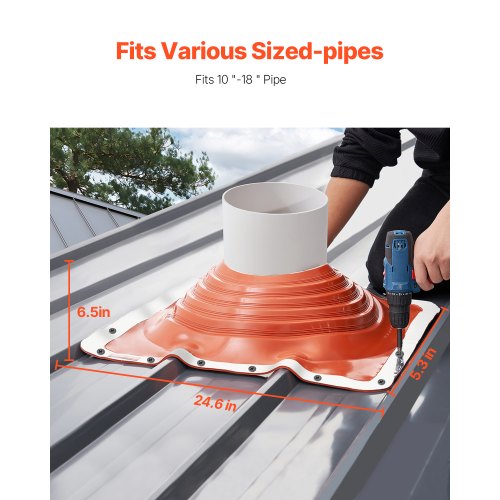 Roof Pipe Flashing Boot Fit Pipe OD 10 to 18 Flexible Silicone Roofing