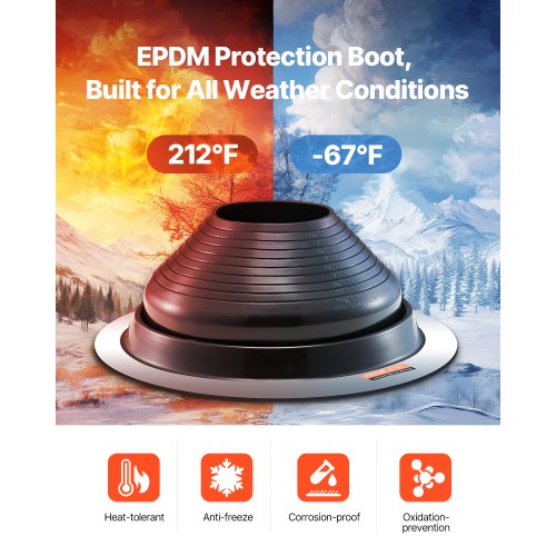 2 Pcs Roof Pipe Flashing Boots Fit Pipe OD 6 to 11 Flexible EDPM Roofing